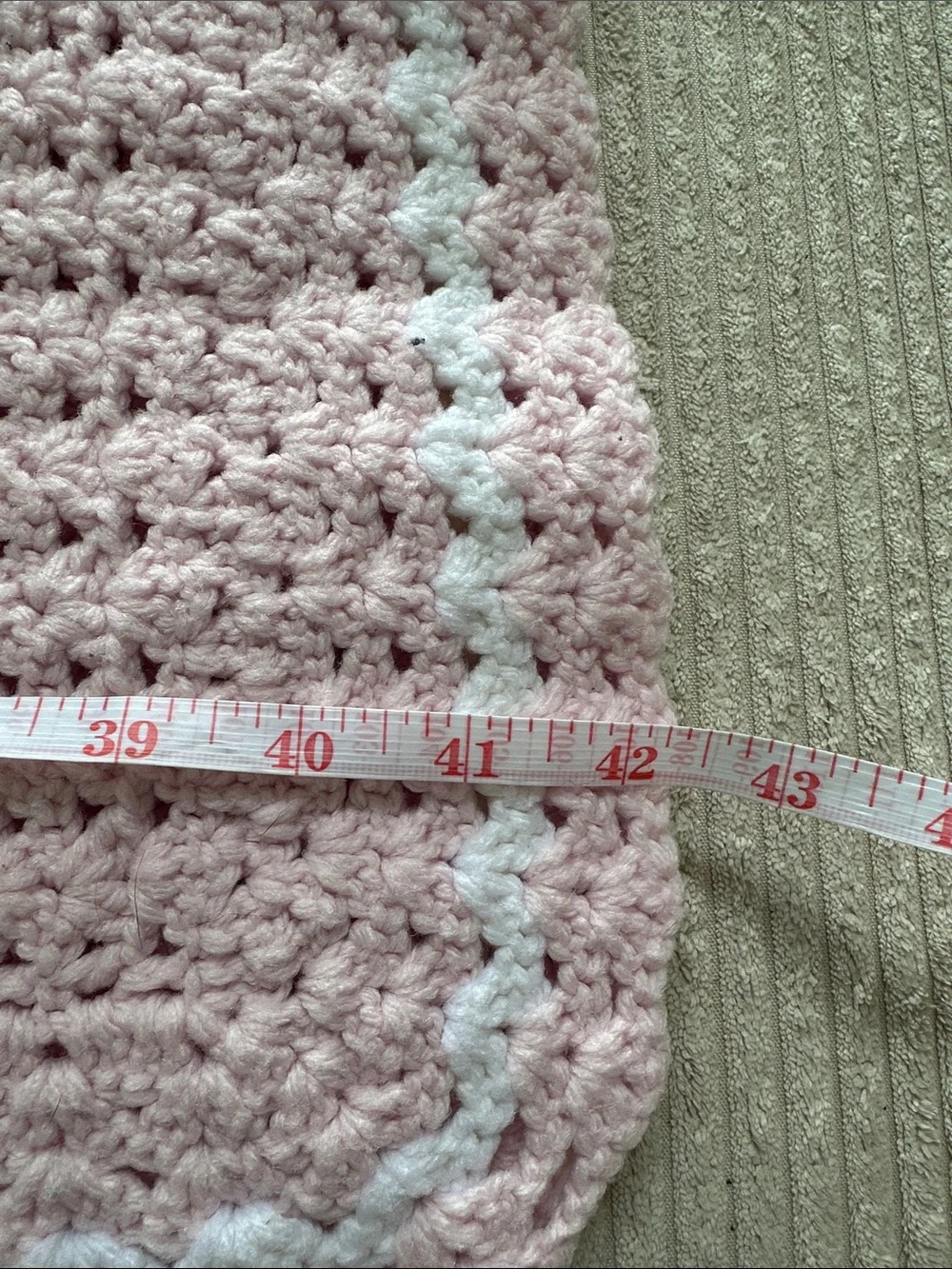 Baby Girl’s Handmade Crocheted Heavy Blanket in Baby Pink 42x42 in